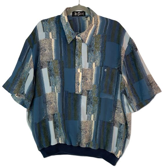 Alan Stuart Other - Alan Stuart Polo Shirt Men XL Blue Multicolor Abstract Geometric Retro Vintage